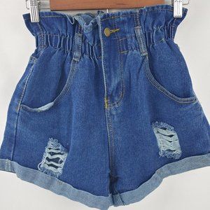 Extra High Waisted Distressed Denim Shorts size 3
